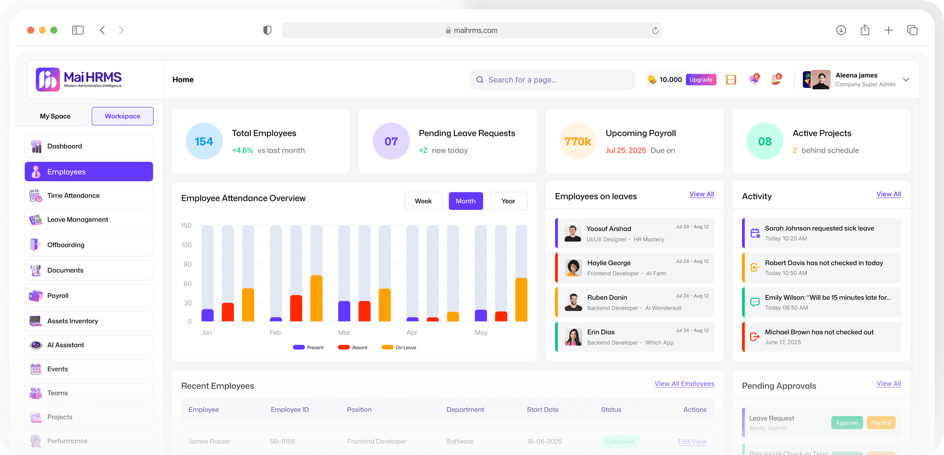 Mai HRMS - AI-Powered Workforce Management with Clarity