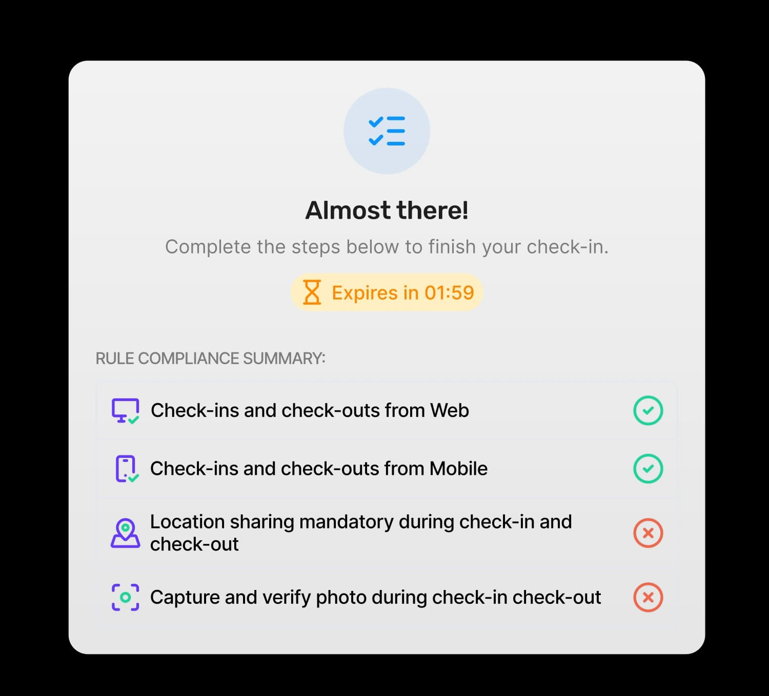 Check-in Requirement Validation